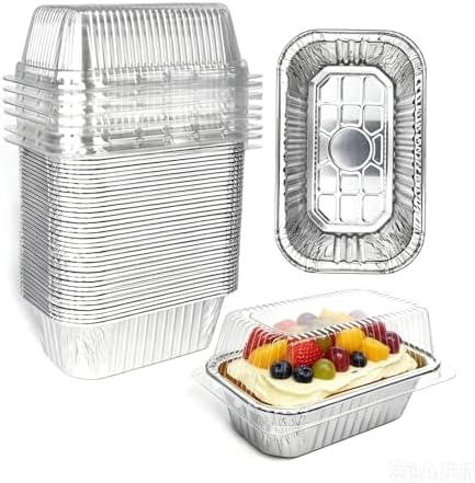 Disposable Mini Loaf Pans with Lids, 1lb Aluminum Baking Pan, 30 Pack
