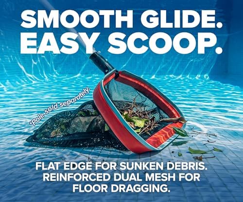 Aluminum Frame Pool Net Rake // Deep Bag Pool Nets for Leaves - Rubber Edge