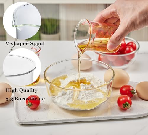 Ackers BORO3.3 Glass Measuring Cup, V-Shaped Spout, 150 mL / 5 oz, Single