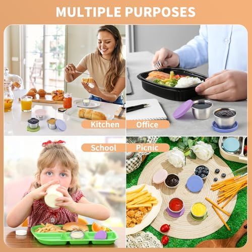 8 Pack - 2.4 Oz Small Salad Dressing Containers To Go, Sauce Cups with Lids