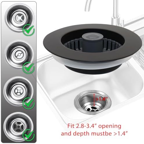 BAOLSLS 3 in 1 Kitchen Sink Stopper, Pop Up Kitchen Sink Drain Strainer