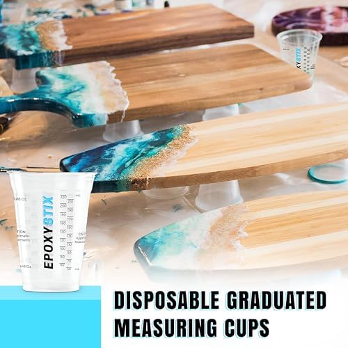 [Pack of 25] 10oz Disposable Graduated Measuring Cups for Mixing - Measurements in mL and Oz - Multipurpose Reusable Cups for Paint, Epoxy Resin, Stain, Liquid Mixing Cups