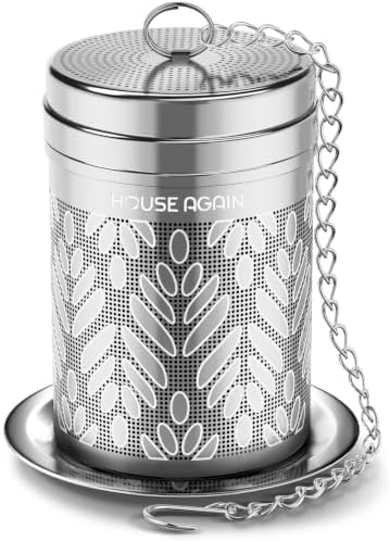 House Again Tea Strainers for Loose Tea, Extra Fine Mesh Tea Infuser, Updated Slim Threaded Lid & 304 Stainless Steel, Tea Ball Filter Bags Diffusers, Loose Leaf Tea Steeper for Brew Spices 1Pack