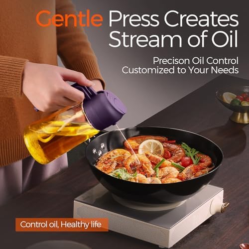 YARRAMATE 16 oz 2-in-1 Glass Olive Oil Sprayer for Cooking, Purple
