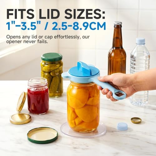 2026 Upgraded 4-in-1 Jar Opener - Adjustable Stainless Steel Lid Remover for Seniors & Arthritis Sufferers, Fits Kitchen Jars, Bottles & Cans Blue(2Pcs)