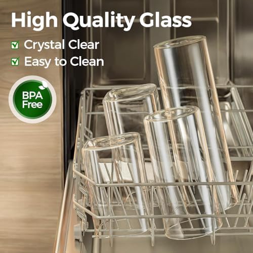 ComSaf Pasta Containers Storage 2 Qt/1.1Qt, 6 Pack Tall Glass Spaghetti Jar