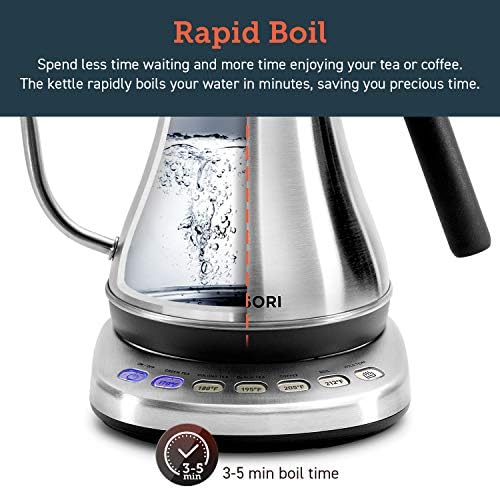 Cosori Gooseneck Electric Kettle with Temperature Control, 0.8L, Silver