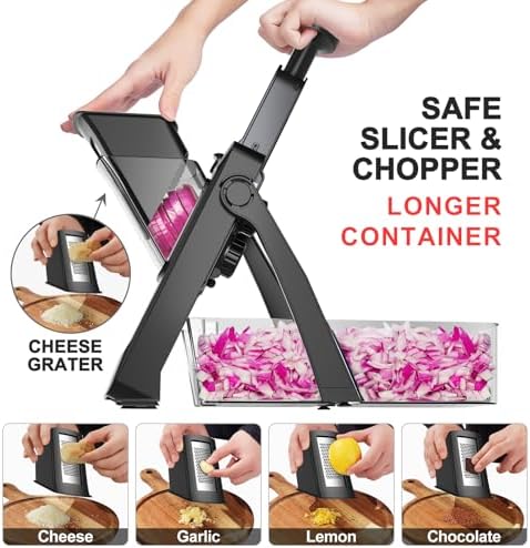 SupMaKin Safe Mandoline Slicer Pro, Vegetable Slicer Chopper with Container