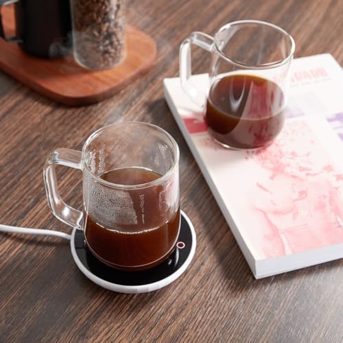 Glass Coffee Mugs, 14 oz Glass Coffee Cups Set of 2, Clear Borosilicate Glass Mugs with Handles for Cappuccino, Tea, Latte, Hot/Cold Beverages, Wine, Americano