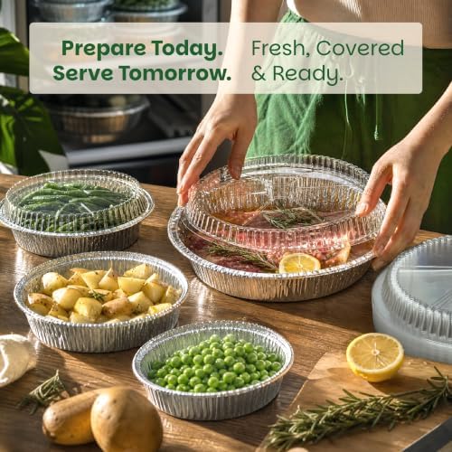 Round Aluminum Foil Pans with Lids, 20-Pack, 9", 8" & 7" Mixed Sizes