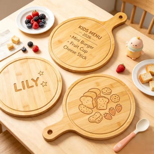 10pcs Round Wood Cutting Boards with Handle, Bulk Charcuterie Board