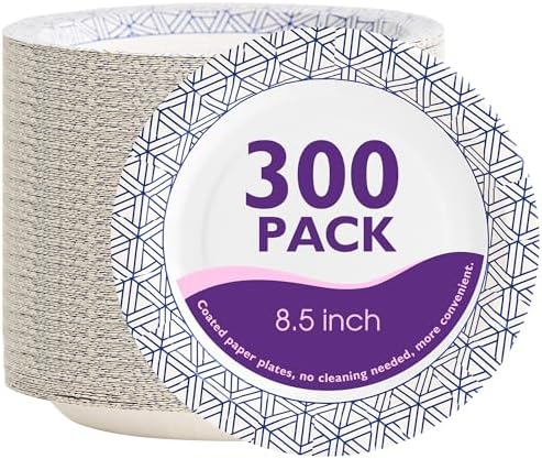 Disposable Paper Plates 8.5 Inch 300 Count