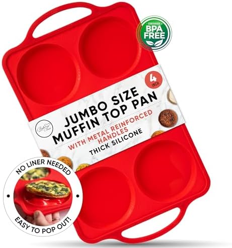 Confetti 4 Inch Silicone Jumbo Muffin Pan, 6 Cup Nonstick Baking Mold