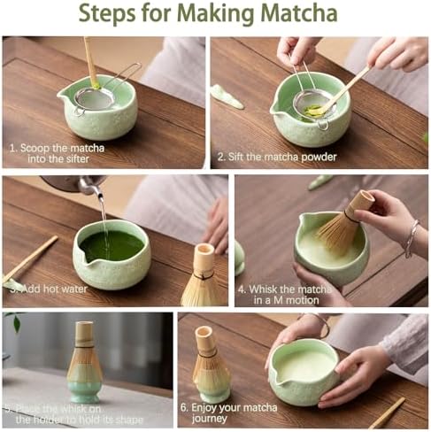 Buucup Matcha Whisk Set, Ceramic Matcha Kit with Bowl & Bamboo Tools