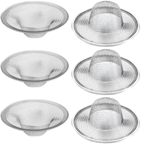 6 pcs Heavy Duty Stainless Steel Slop Basket Filter Trap, 2.75" Top / 1" Mesh Metal Sink Strainer,Perfect for Kitchen Sink/Bathroom Bathtub RV Wash Basin Floor Drain Balcony Drain Hole