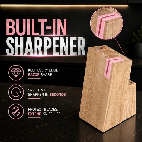 14-Piece Kitchen Knife Block Set with Built-In Sharpener