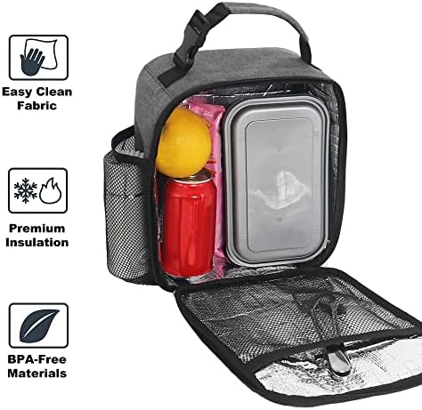Lunch Box for Men & Women Durable Lunch Bag for Adults Reusable Small Lunchbox Grey