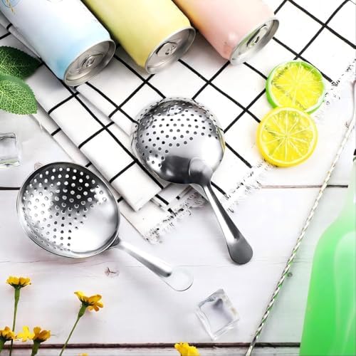 Boao 4 Pack Julep Strainers Stainless Steel Strainer Cocktail Spoon, Silver