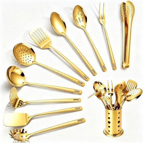 Stainless Steel Kitchen Utensils Set,11pcs Cooking Utensils Set with Holder