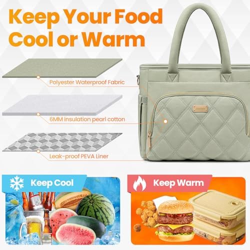 Artelaris Lunch Bag Women, Adult Insulated Lunch Box, Leakproof Lunch Cooler Bag, Reusable Large Lunch Cooler for Work, Picnic, Travel (Green)