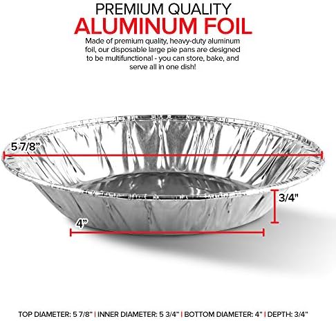 Stock Your Home 6 Inch Aluminum Foil Pie Pans (50 Count) – Disposable & Recyclable Mini Tins for Bakeries, Cafes, Restaurants – Durable Pans for Baking, Fruit Tarts, and Quiche