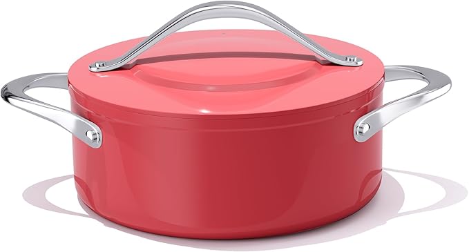 Dutch Oven Pot with Lid 4.5QT Stock Pot (9.5"x 4") Nonstick Ceramic Coated Soup Pot Non-Toxic PFAS-Free, Quick & Even Heat Distribution for Braising, Baking Bread & Stewing, Compatible for All Cooktops(Induction/Gas/Electric) Oven Safe to 500°F, Fusion...