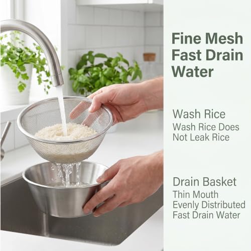 2Pcs Mini Colander 304 Stainless Steel Small Colander Strainer for Berries