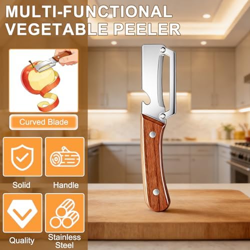 Premium Vegetable Peeler with Wooden Handle and Bottle Opener(2 PSC)
