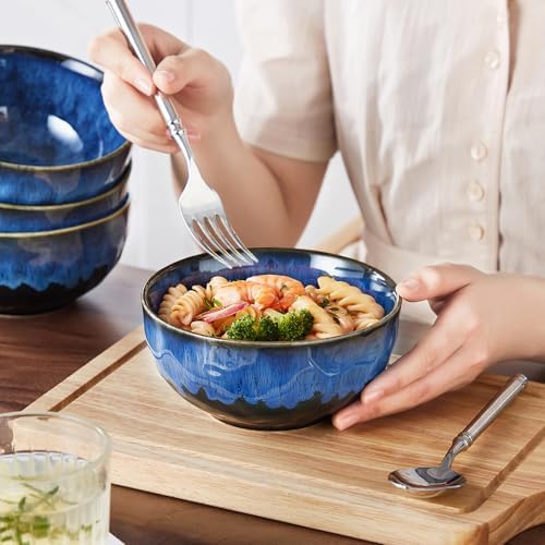 vancasso Starry 24oz Bowls for Soup, Ceramic Blue bowls Set of 4