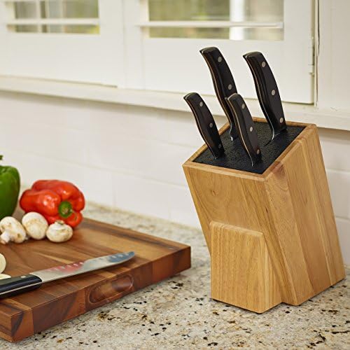 Dice Knife Block, Light Oak Woodgrain