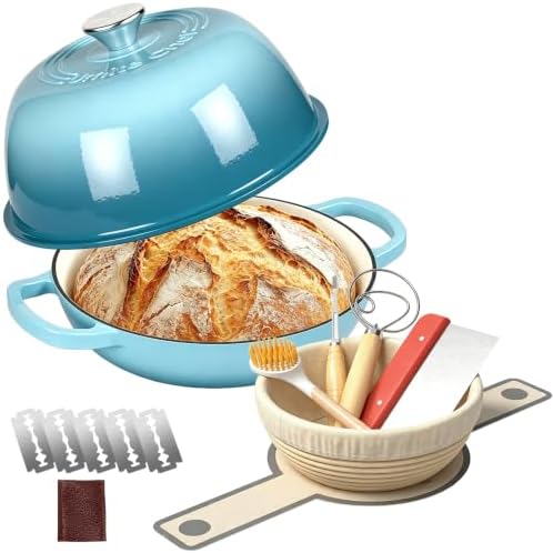 Umite Chef 6QT Enameled Cast Iron Dutch Oven Bread Baking Gift Set