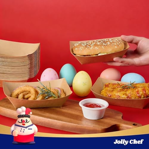 JOLLY CHEF 2lb Paper Food Trays 250 Pack Disposable Paper Boat Serving Boat
