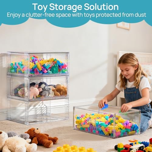 Vtopmart 3 Pack Large Clear Stackable Storage Drawers 23QT