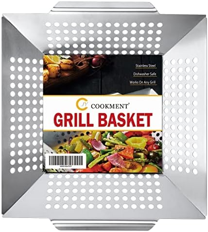 Grill Basket- Stainless Steel Grilling Basket for Indoor and Outdoor Use