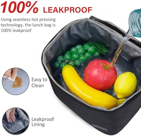 Gloppie Lunch Bag, Insulated Lunch Box for Adults & Kids, Black-M