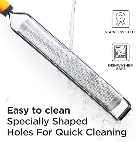 Deiss PRO Lemon Zester & Heavy Duty Grater - Parmesan, Garlic, Nutmeg, Chocolate, Fruits, Vegetables, Ginger & Cheese Shredder