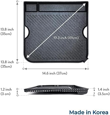 COOKKING - Master Grill Pro, Korean Traditional BBQ Grill Pan - Stovetop Nonstick Indoor/Outdoor Smokeless BBQ Cast Aluminum Grill Pan (MasterGrill Pro) (No Induction), Made in Korea