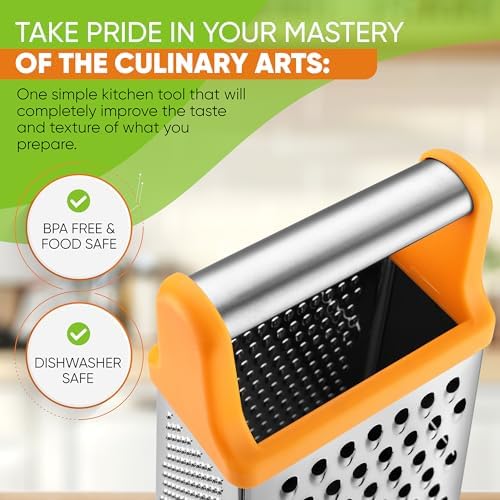 Spring Chef Stainless Steel XL Cheese Grater for Kitchen, Mango