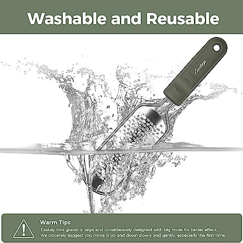 Foot File Foot Scrubber Pedicure - Callus Remover for Feet Easkep Professional Grater Rasp Foot Scraper Corns Callous Removers Cracked Dead Skin Remover for Dry and Wet Feet (Grey Green)