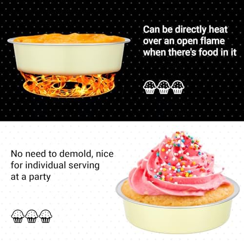 Beasea Aluminum Foil Ramekins Tart Tin, 100 Pack 7.3oz 215ml Disposable Baking Cups Only, 4 Inch Mini Ramekin No Lids Cupcake Baking Pie Cups for Party - Sage Green