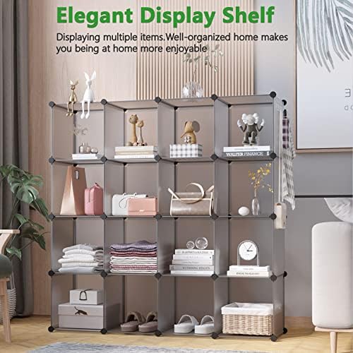 C&AHOME 16 Cube Storage Organizer Cube Shelves Units Storage Cubes, Grey