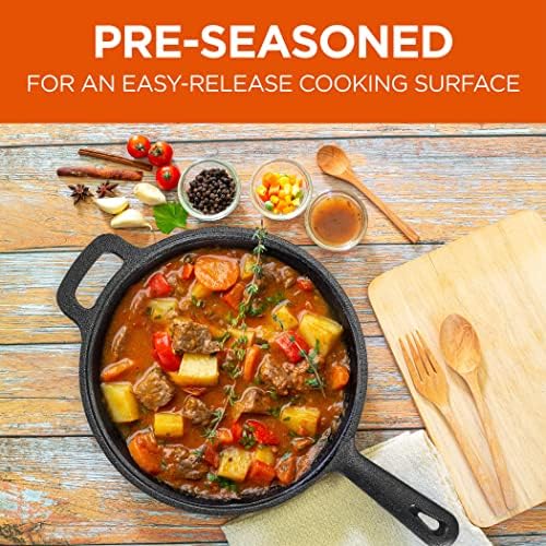 Commercial Chef 2-Qt. Saucepan with Lid, Pre-Seasoned Cast Iron, CHCI20