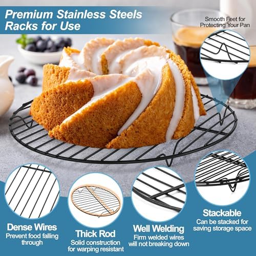 P&P CHEF Round Cooking Rack, Cooling Rack for Steamer, 7.5+9+10.5”, Black