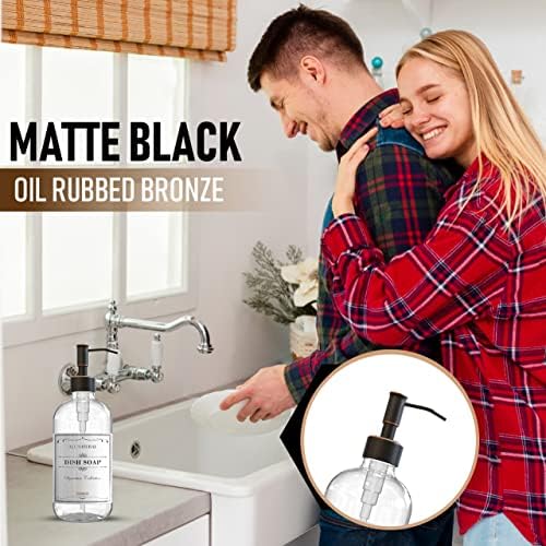 Sunrise Premium Clear Glass Soap Dispenser, Rubbed Bronze with Pump, 2 Pack