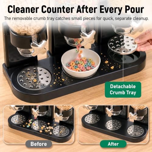 Countertop Cereal Dispenser 3 Pack, 6L Large Capacity for Small Dry Food