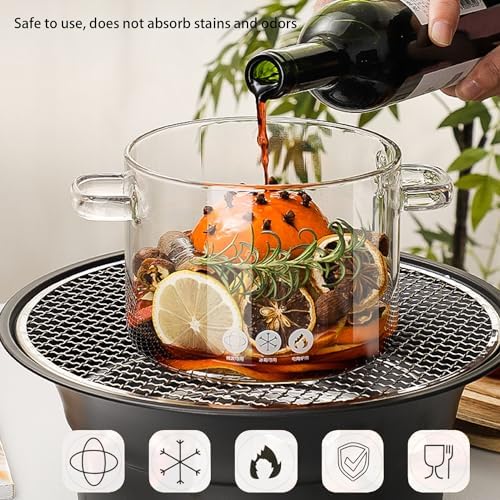 Glass Cooking Pot -1.9L/64oz,Glass Simmer Pot for Stovetop Heat Resistant Borosilicate,Clear Saucepan for for Pasta, Noodles, Soup, Cereals, Fruit