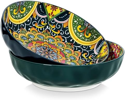 vancasso Large Serving Bowls,78 Oz Salad Bowls Set of 2, Green