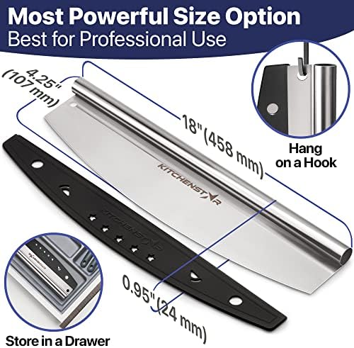 18-Inch Pizza Cutter Rocker Blade, 304 Stainless Steel Slicer Knife, Silver