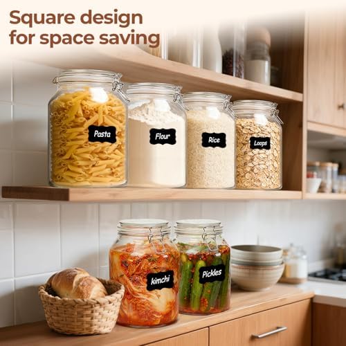 ComSaf Large Glass Jars with Airtight Lids 1.1 Gallon 2 Pack Wide Mouth