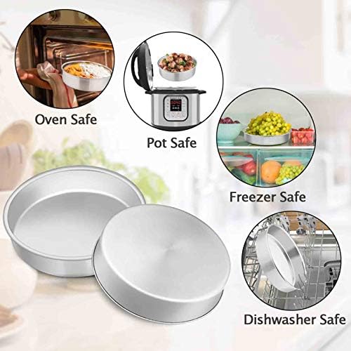TeamFar 9½ Inch Cake Pan, 3 Pcs Stainless Steel Round Tier Cake Pans Set